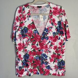 Talbots Pink and Blue Floral Blouse